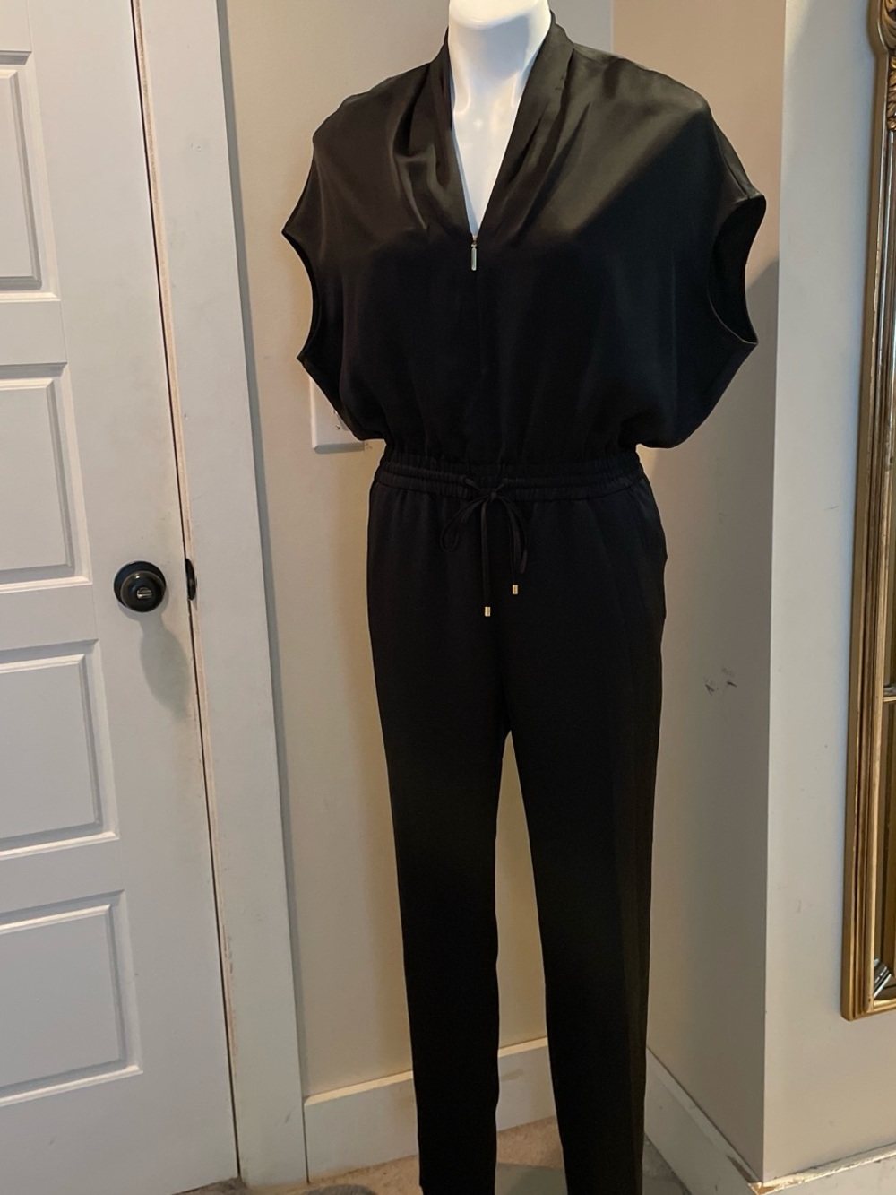 Ralph Lauren Black V-Neck Drawstring Waist Jumpsuit